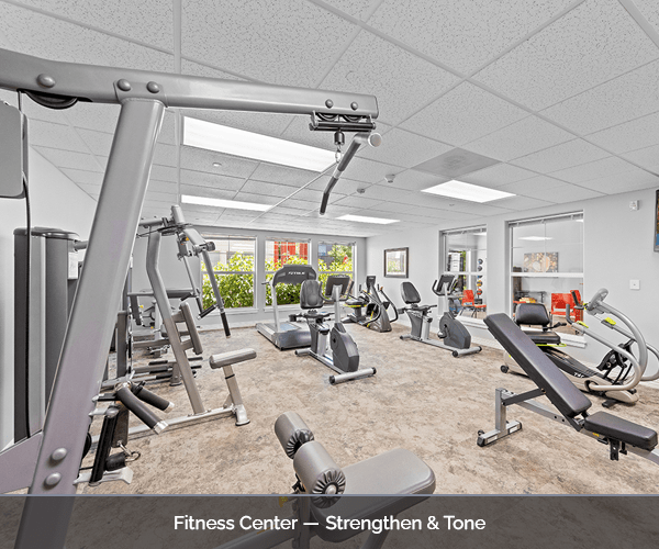 Interior view of a fitness center with exercise equipment