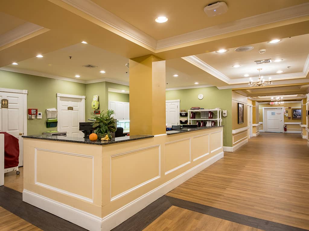 Reception area of a senior living facility
