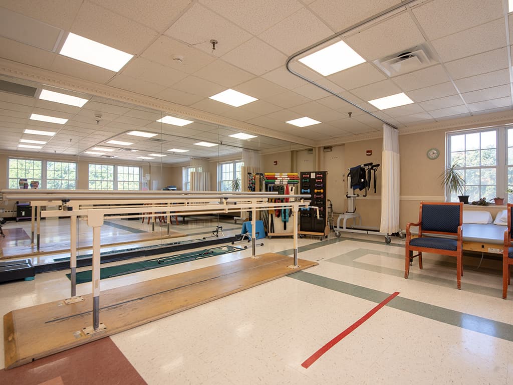 Interior space designed for activities and rehabilitation