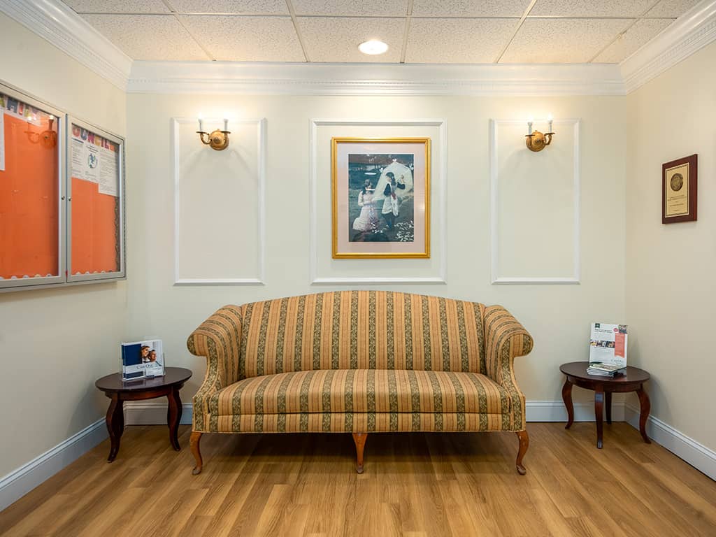 Interior view of a cozy seating area with a couch