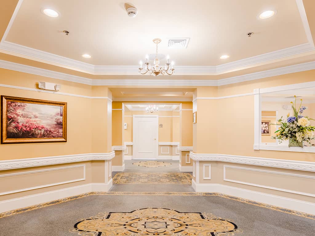 Interior hallway with decorative accents and artwork
