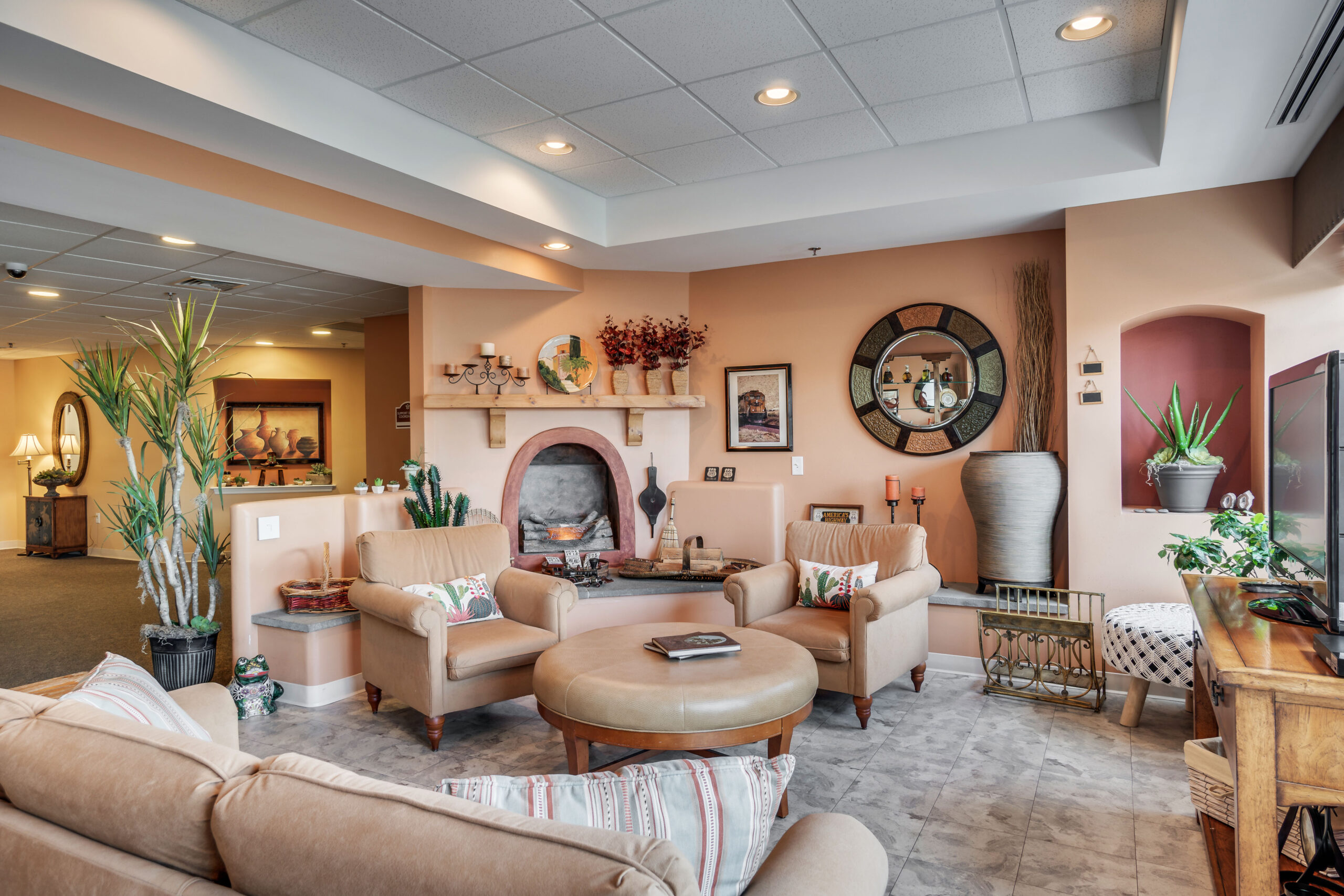 Cozy common area with comfortable seating and decor