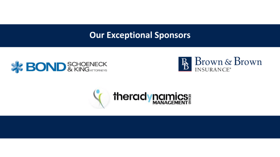 Sponsorship logos on a blue background
