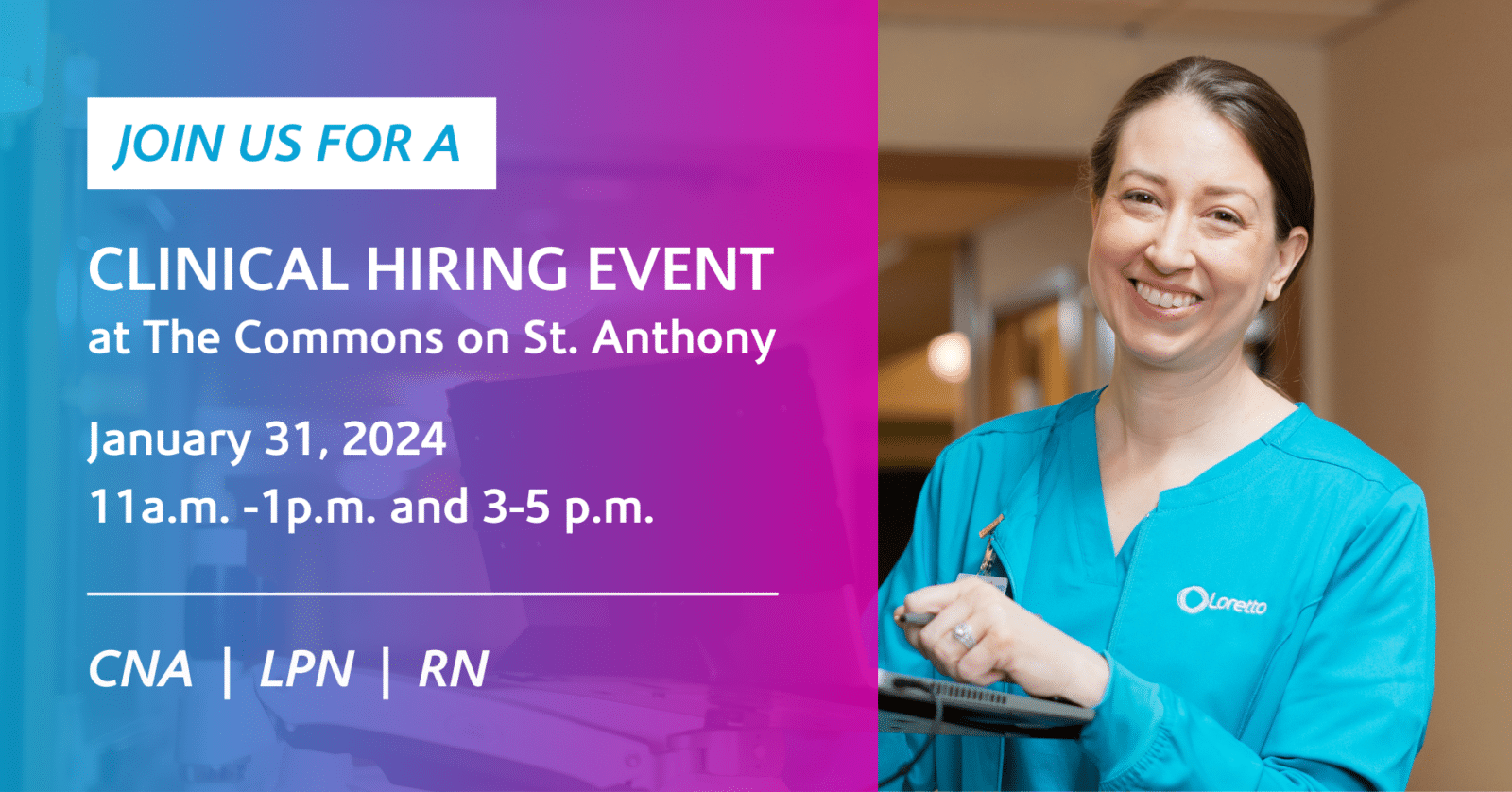 Promotional image for a clinical hiring event