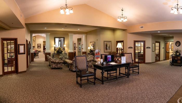 Interior view of a common area in a senior living facility