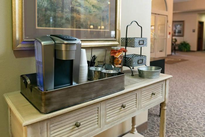 Coffee station in a common area of the facility