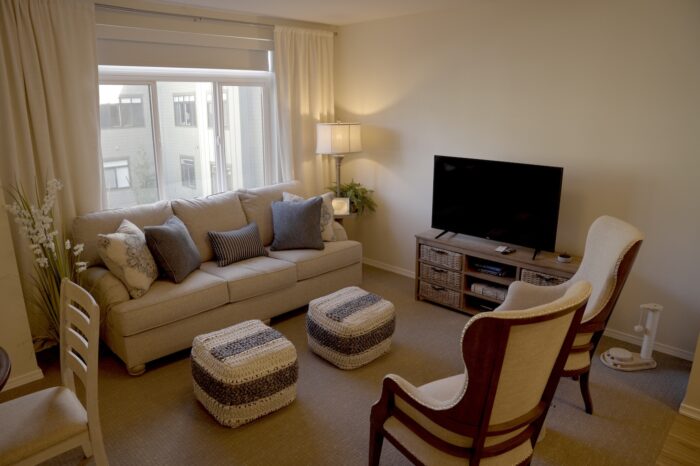 Cozy living room in a senior living facility