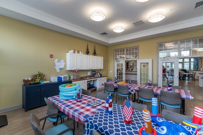 Bright common area decorated for an event