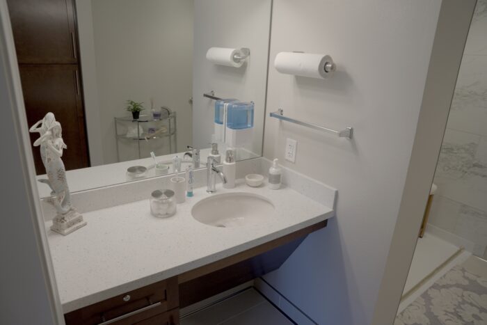 Interior bathroom with modern fixtures