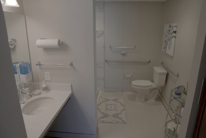 Modern bathroom in a senior living facility