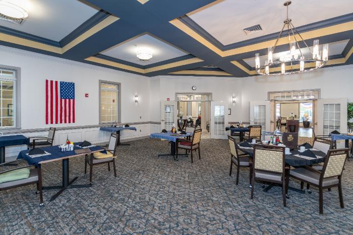 Interior dining area with tables and chairs