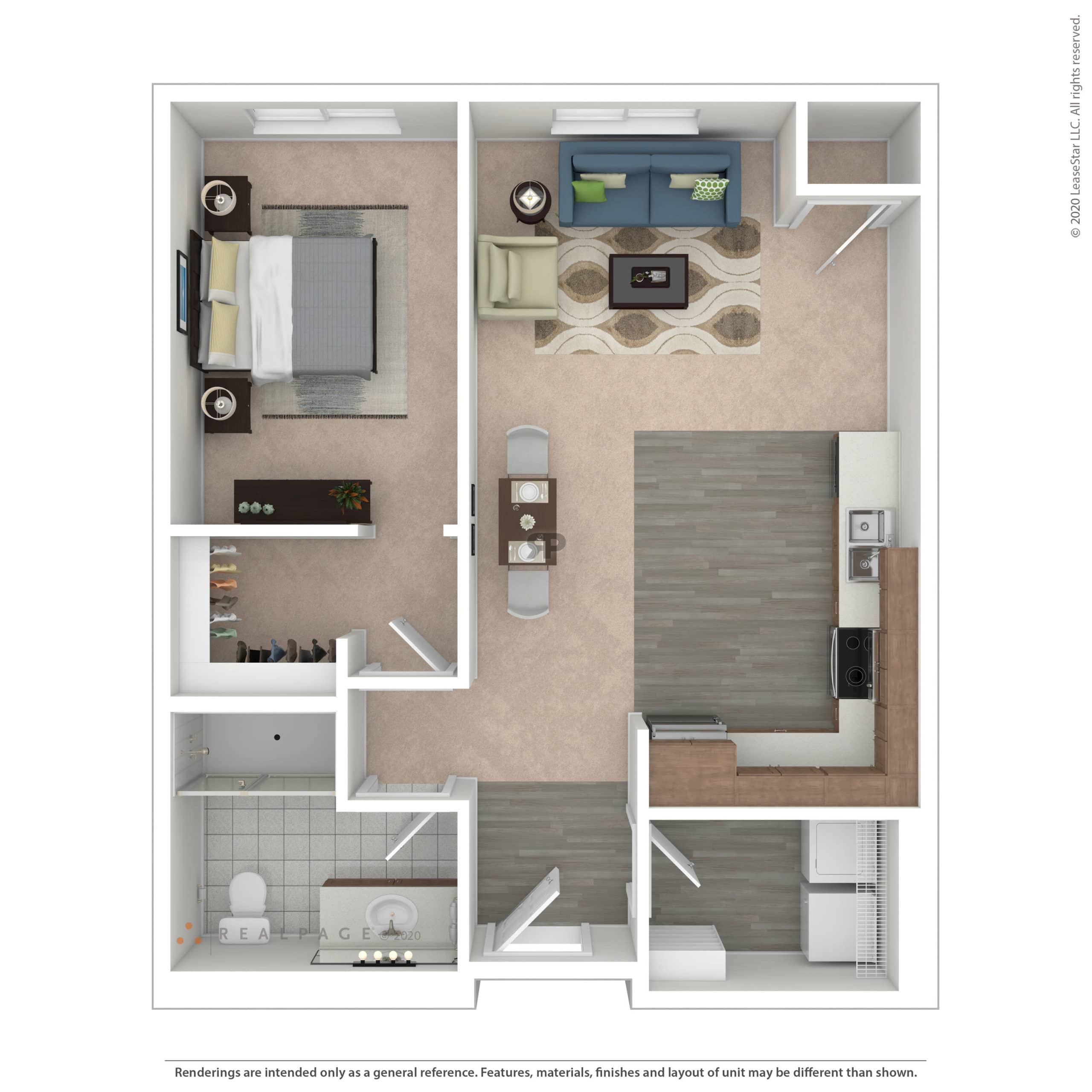 Architectural floor plan of a resident unit