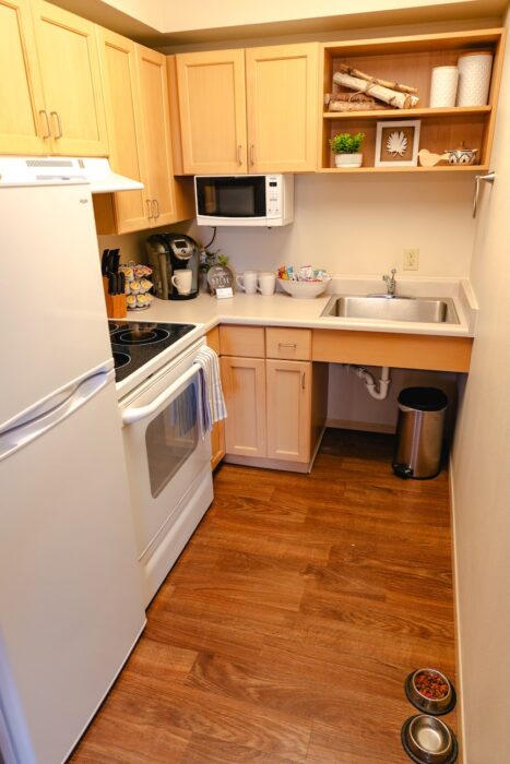 Cozy kitchen area in a senior living unit