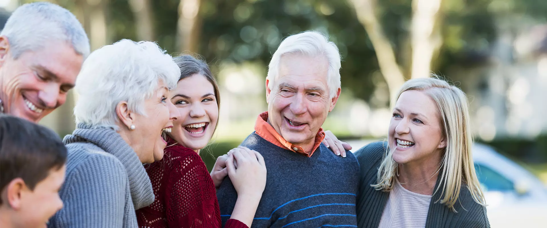 Residents and staff enjoying time together outdoors