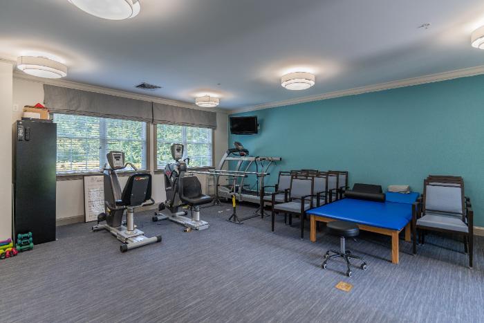 Interior gym area with exercise equipment