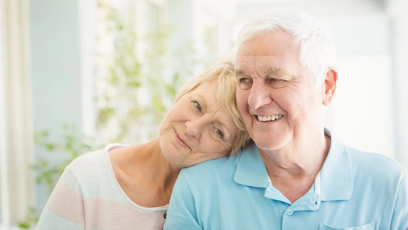A happy senior couple sharing a moment together