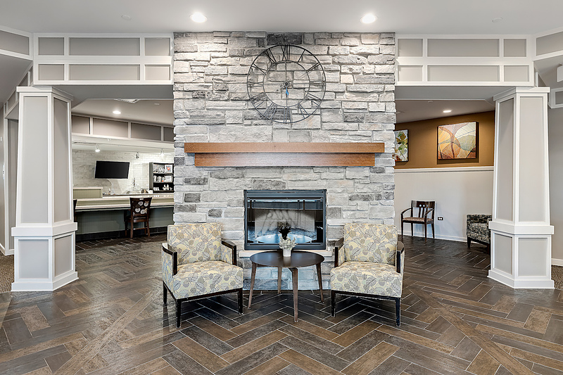 Comfortable seating area in a modern lobby