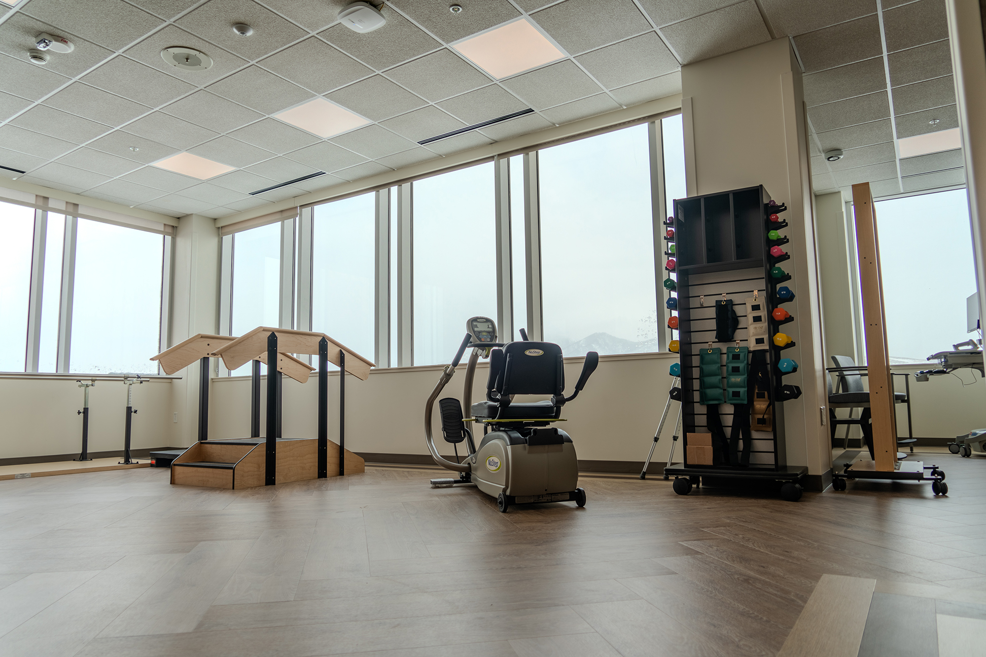 Interior view of a therapy area with equipment
