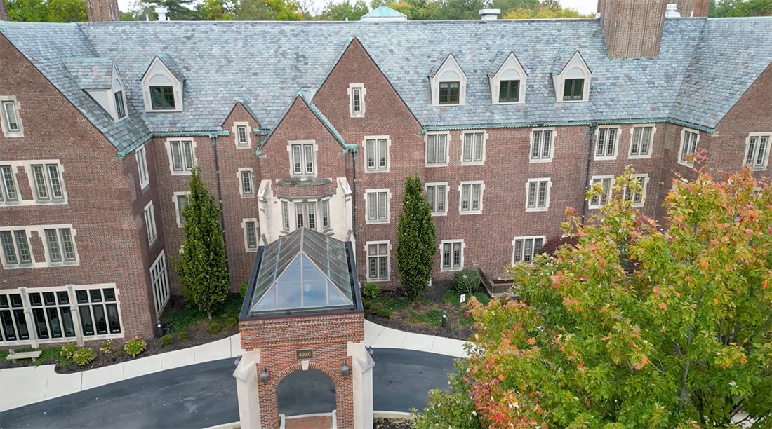 Aerial view of the building exterior at Otterbein Sunset House