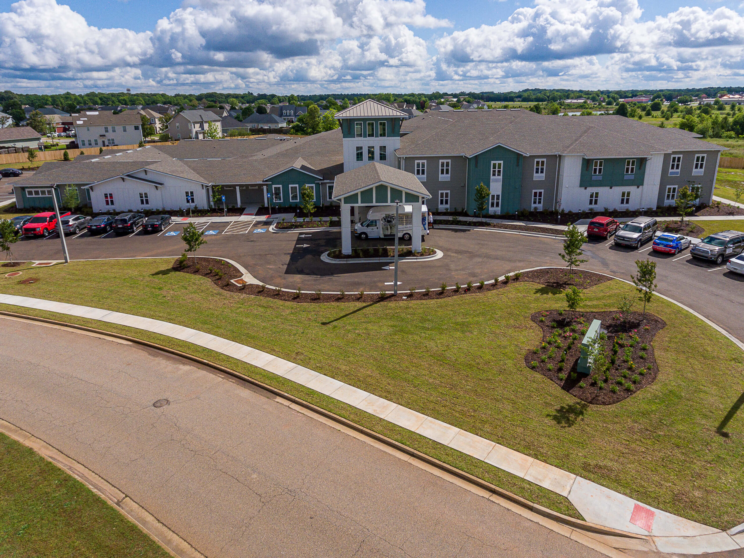 Aerial view of Alto Overland Park facility exterior