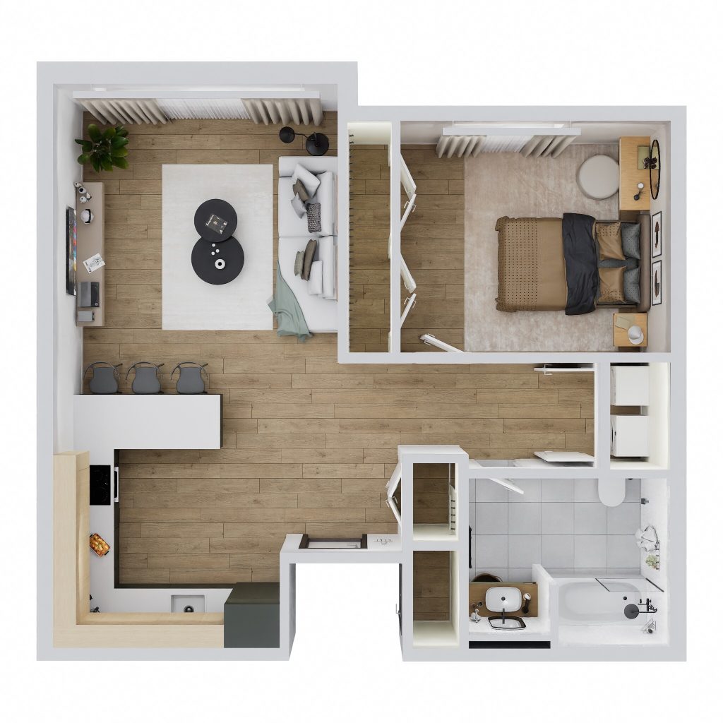 Architectural floor plan of an apartment layout