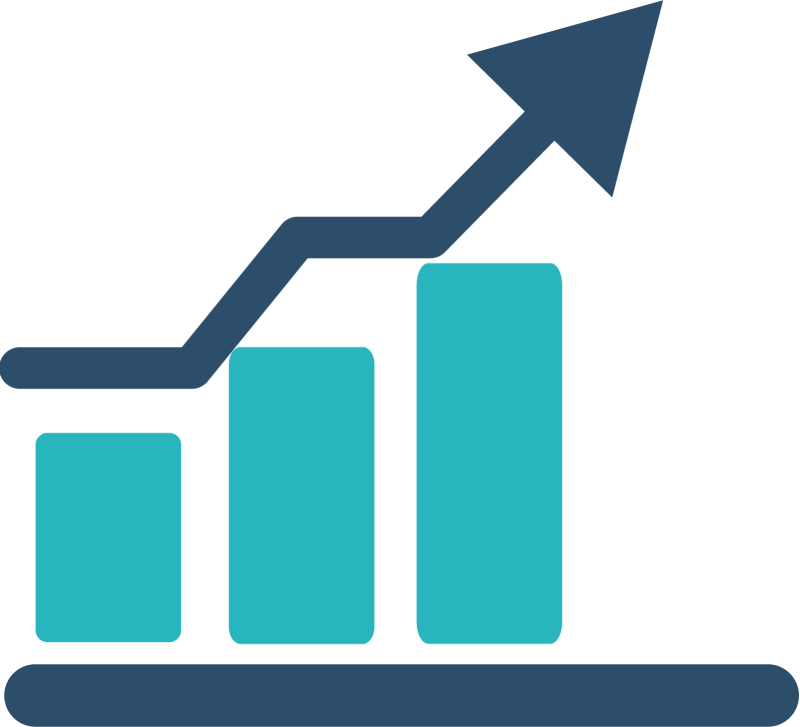 Bar chart graphic representing growth