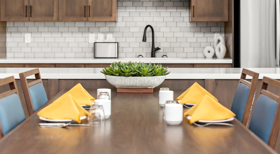 Dining area with a beautifully set table