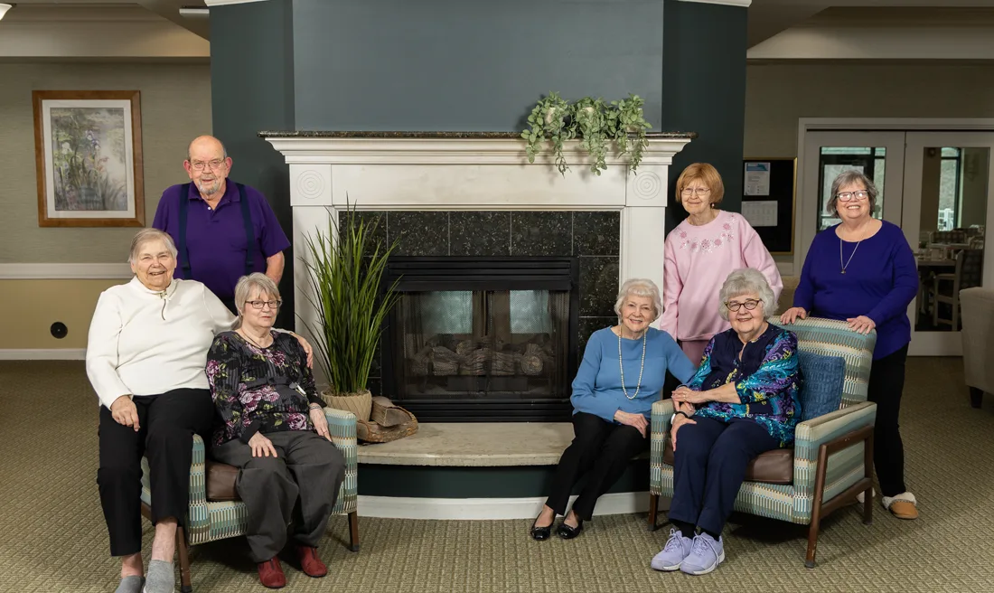 Residents posing together in a common area