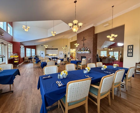 Dining area set up for a meal