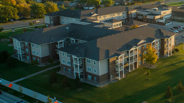 Aerial view of the Eventide Catered Living facility