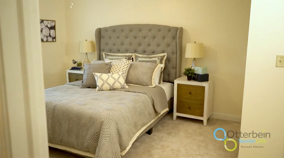 Cozy bedroom setup in a senior living facility