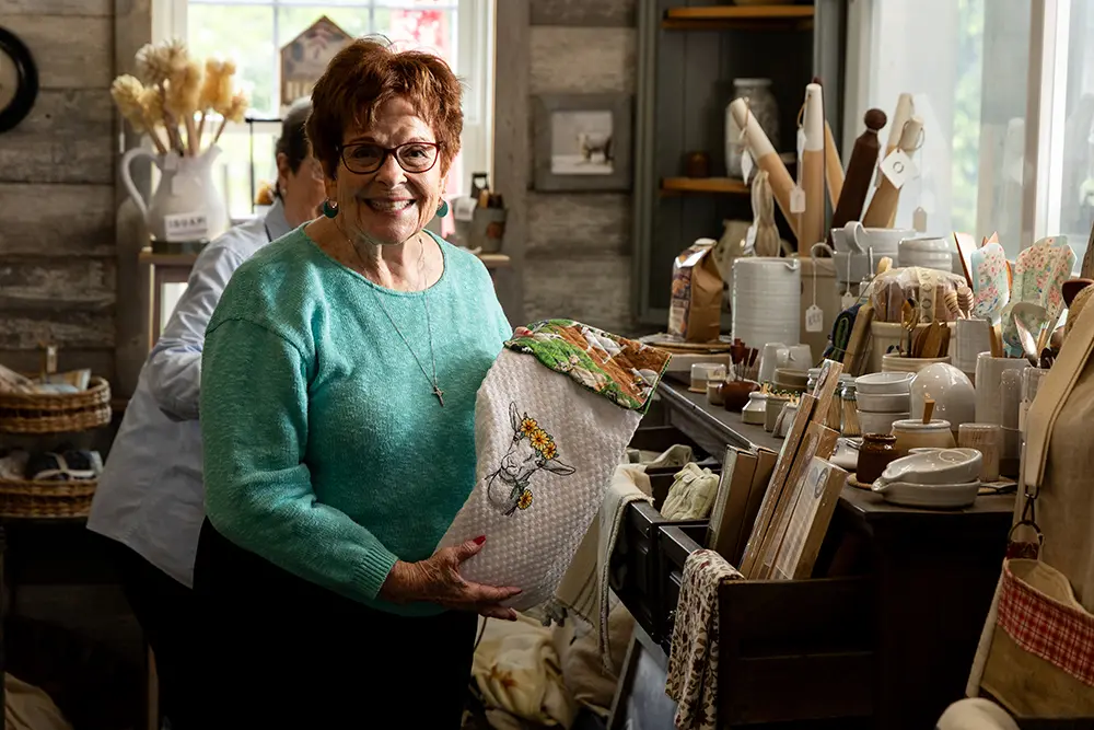 Resident participating in a crafting activity