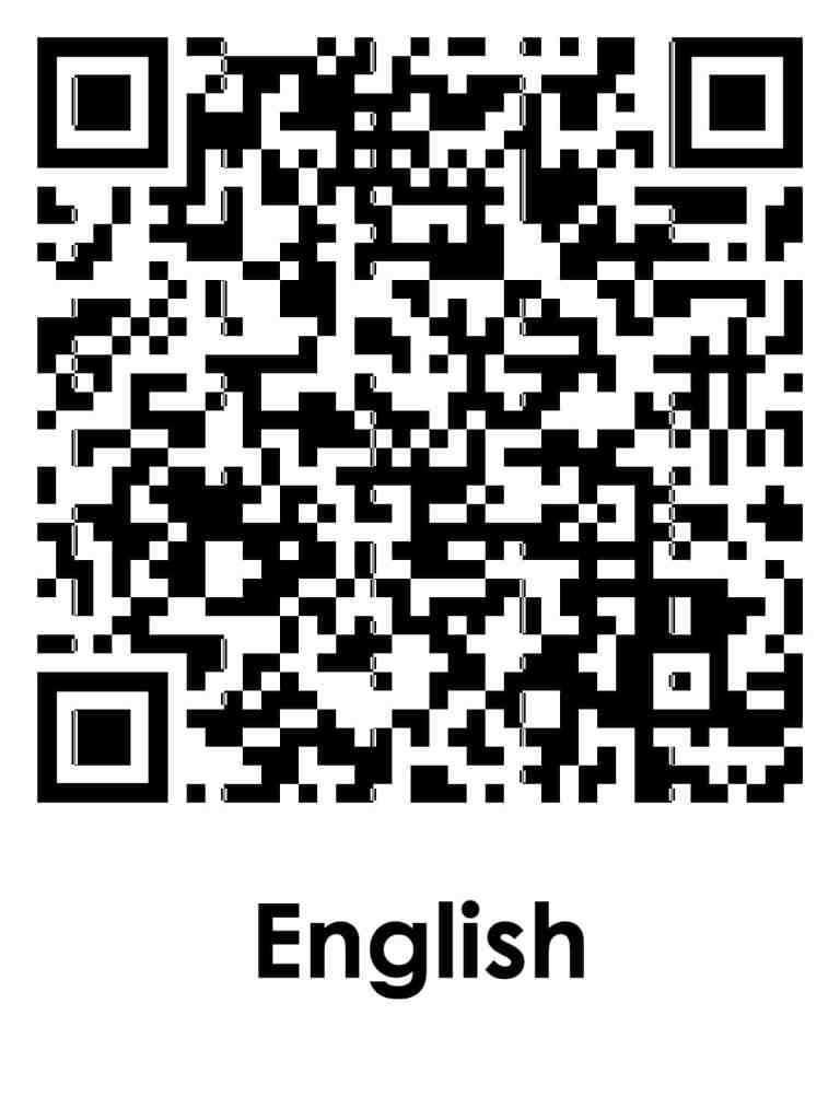QR code with caption 'English'