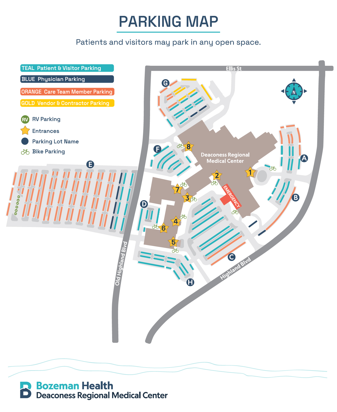 Parking map for Bozeman Health facility