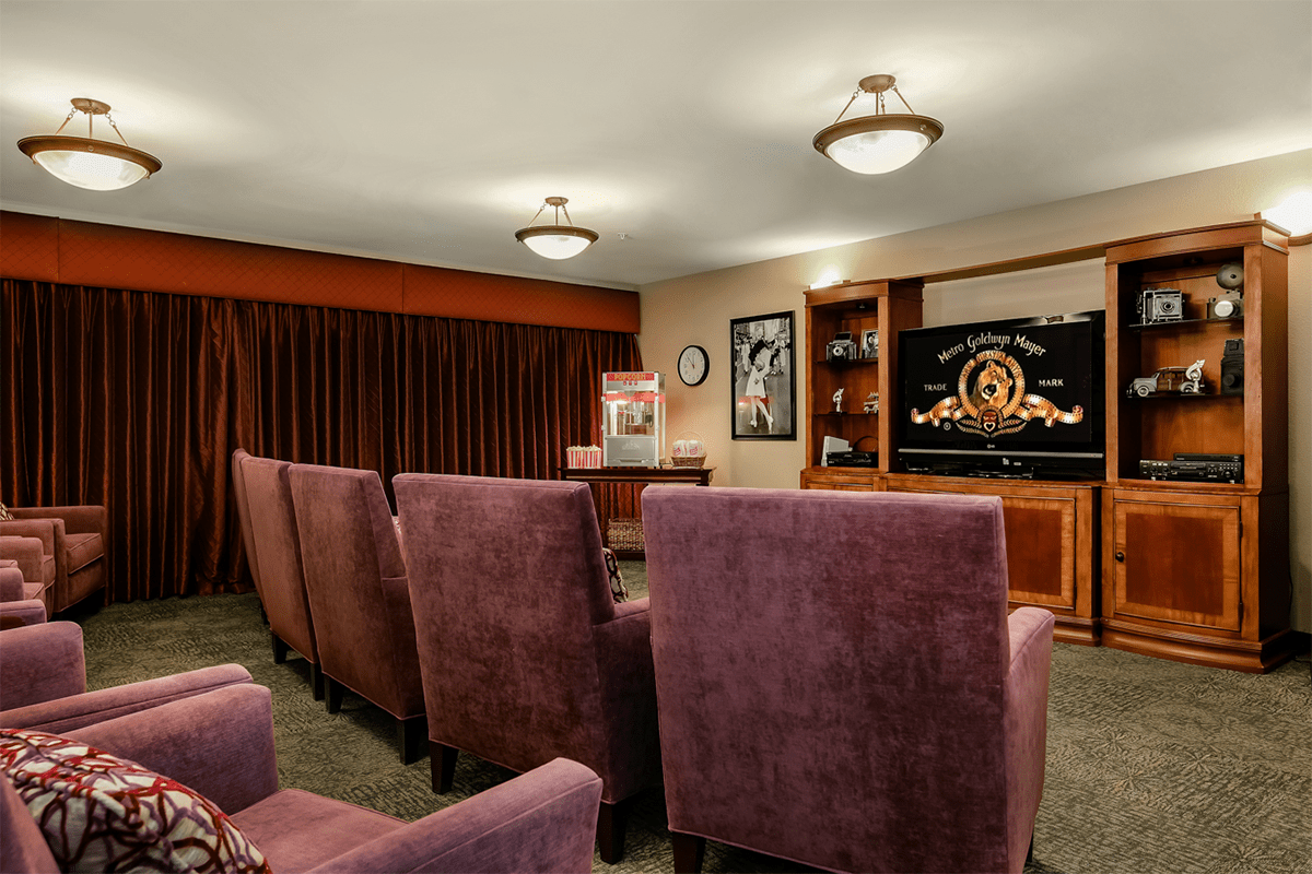 Interior view of a comfortable movie room