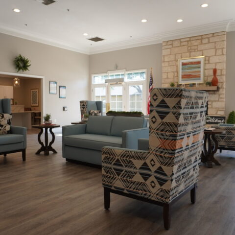 Comfortable common area with seating and decor