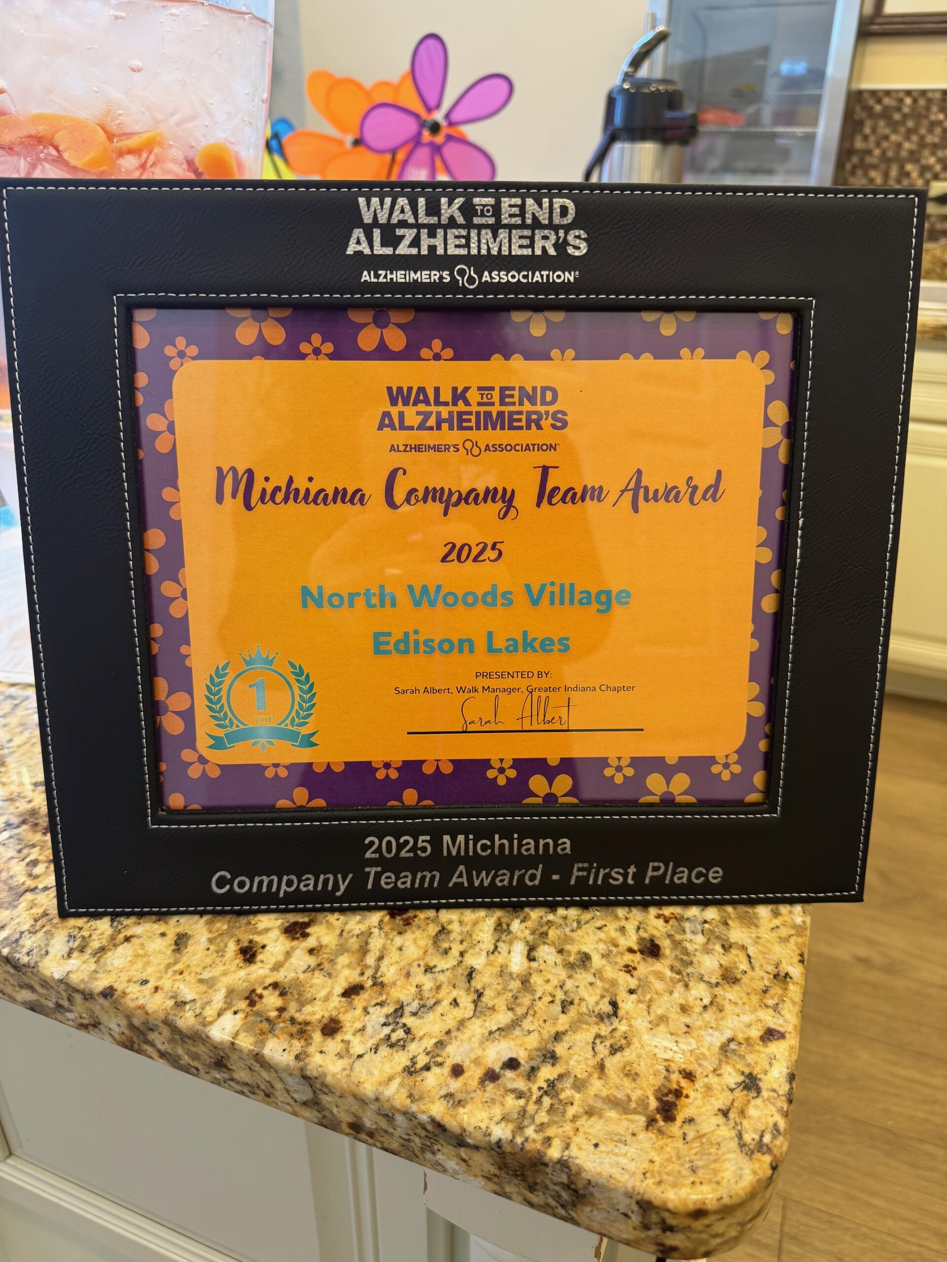 Award certificate for North Woods Village