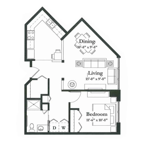 Architectural floor plan of a living space
