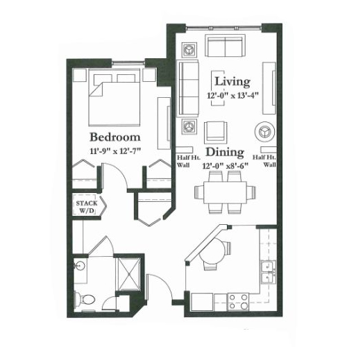 Architectural floor plan of a unit layout.