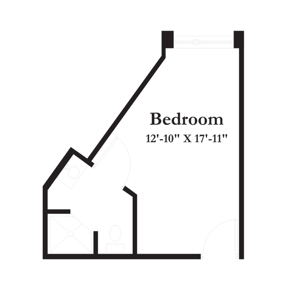 Architectural floor plan of a bedroom