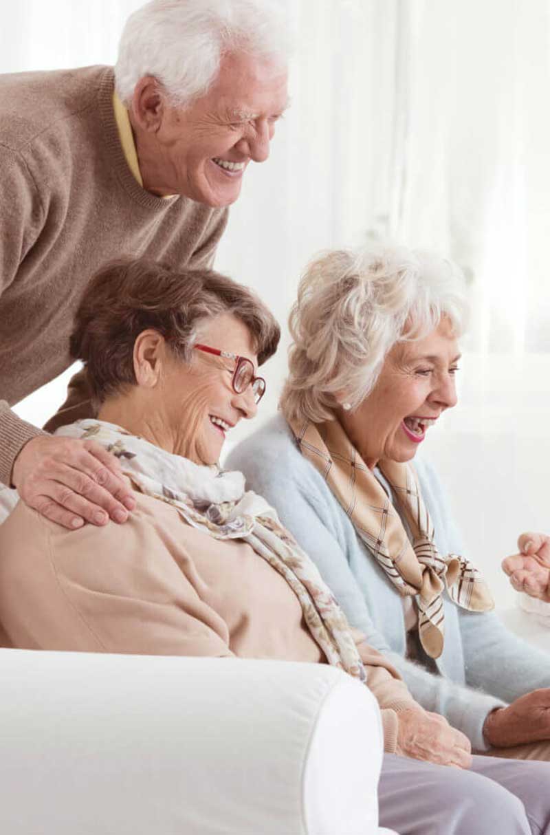 Seniors enjoying a moment together indoors