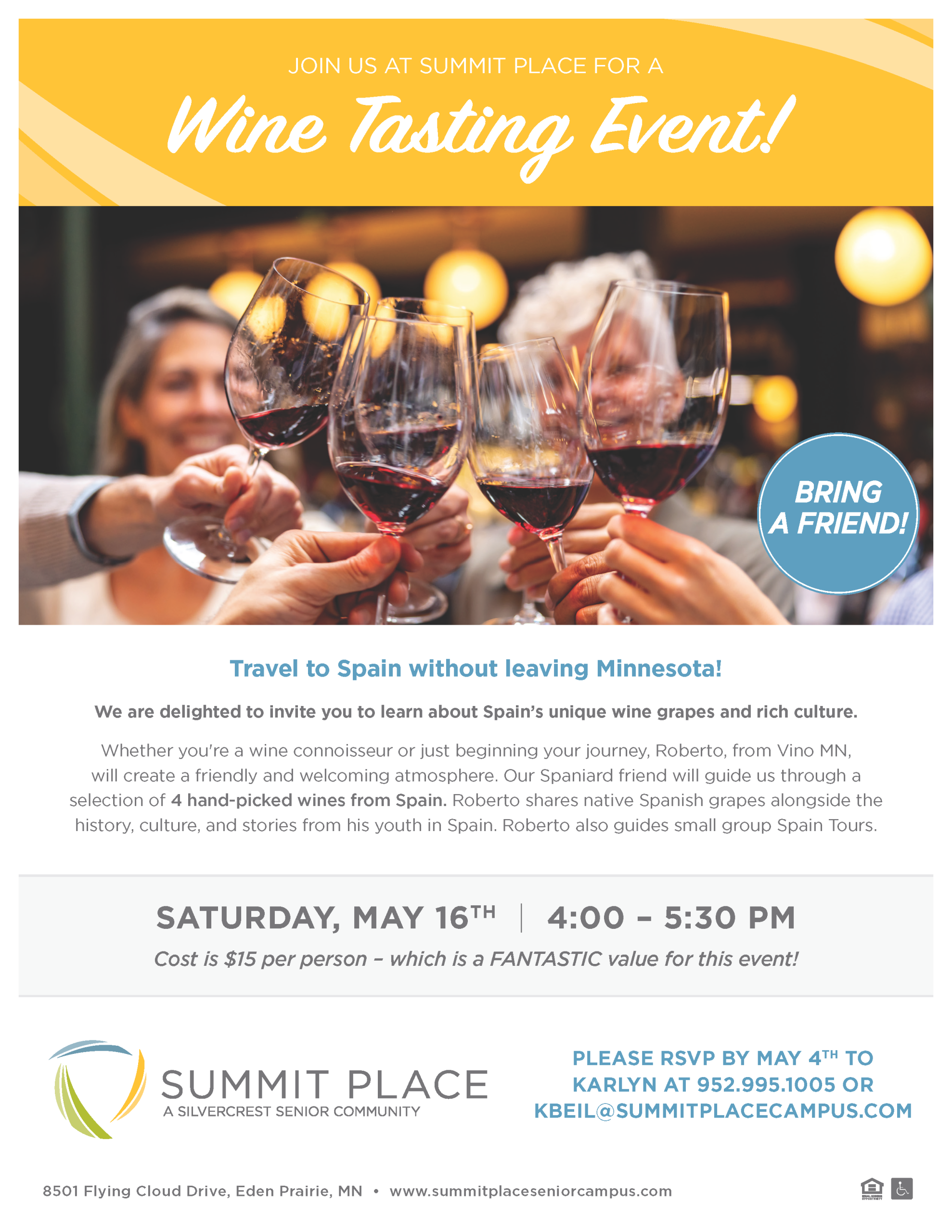 Residents enjoying a wine tasting event