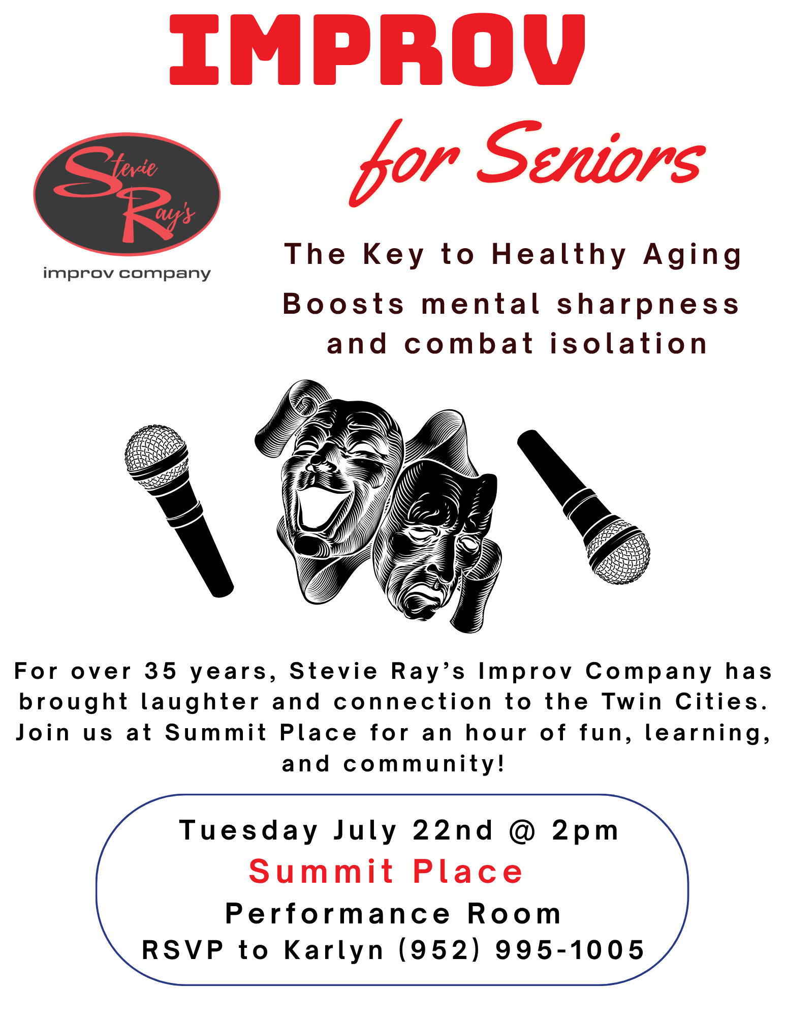 Promotional poster for improv event for seniors