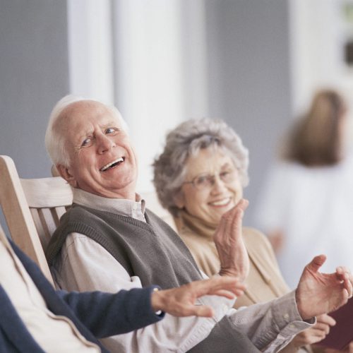 Residents enjoying time together in a common area.