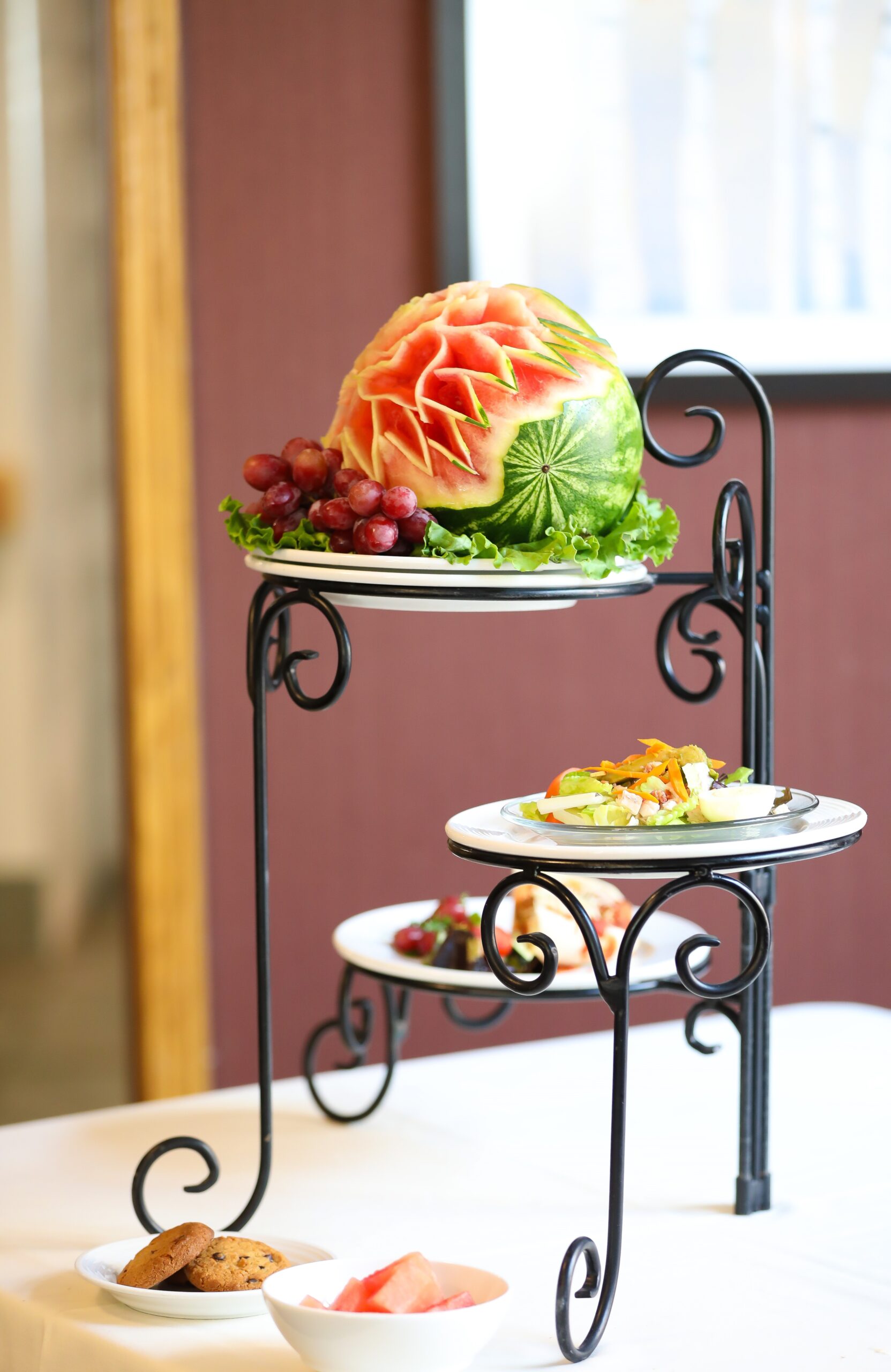 Artfully arranged fruit and food display
