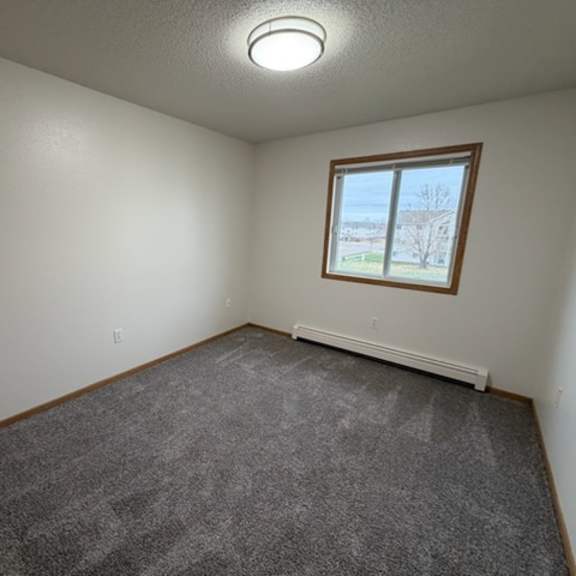 Empty room with a window and carpet