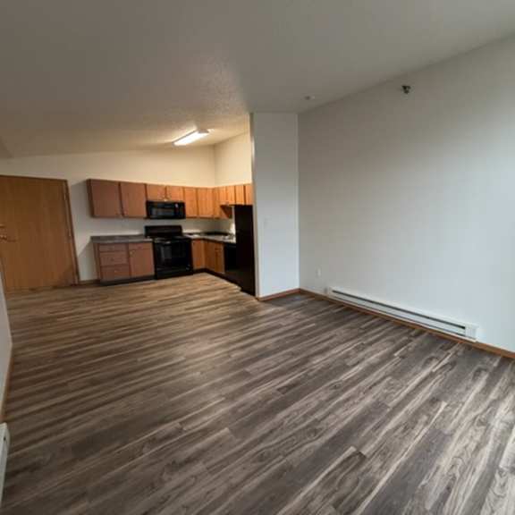 Interior view of an empty kitchen area