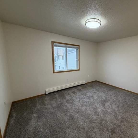 Empty interior room with window and carpet