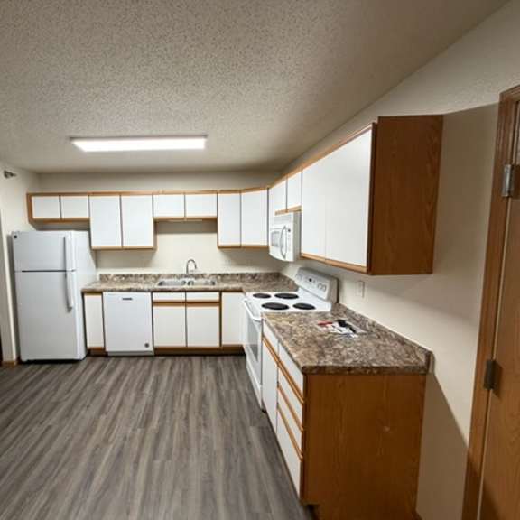 Bright, well-equipped kitchen area