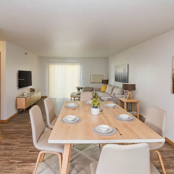 Modern dining room set for residents